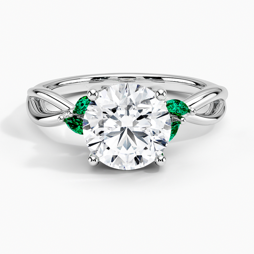 Willow Engagement Ring with Lab Emerald Accents