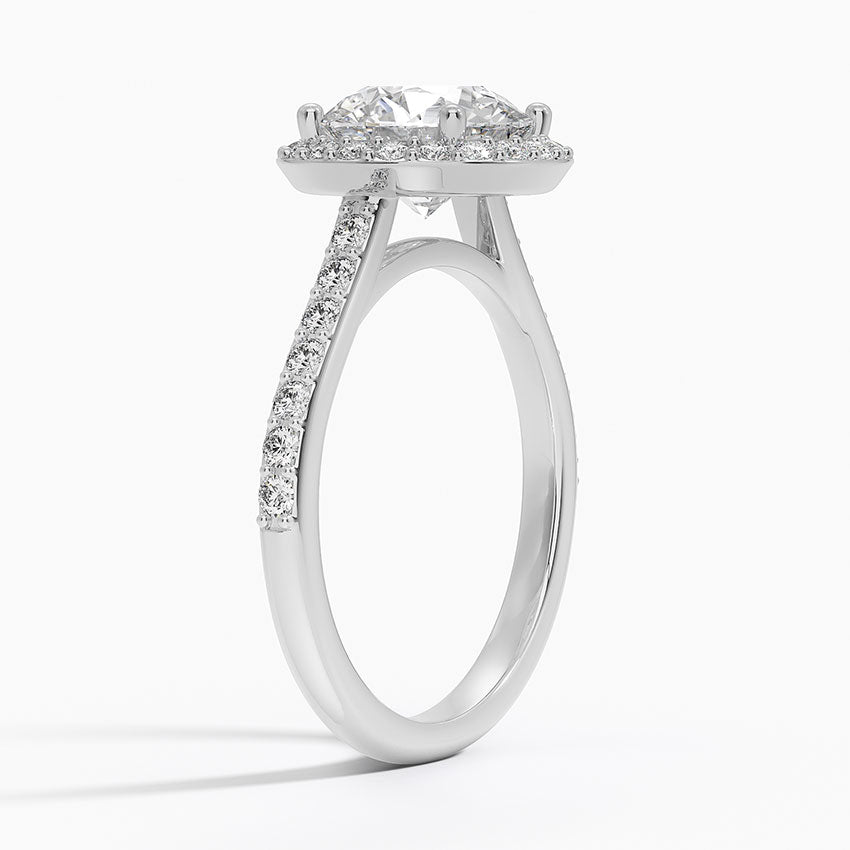 Halo Diamond Engagement Ring with Side Stones