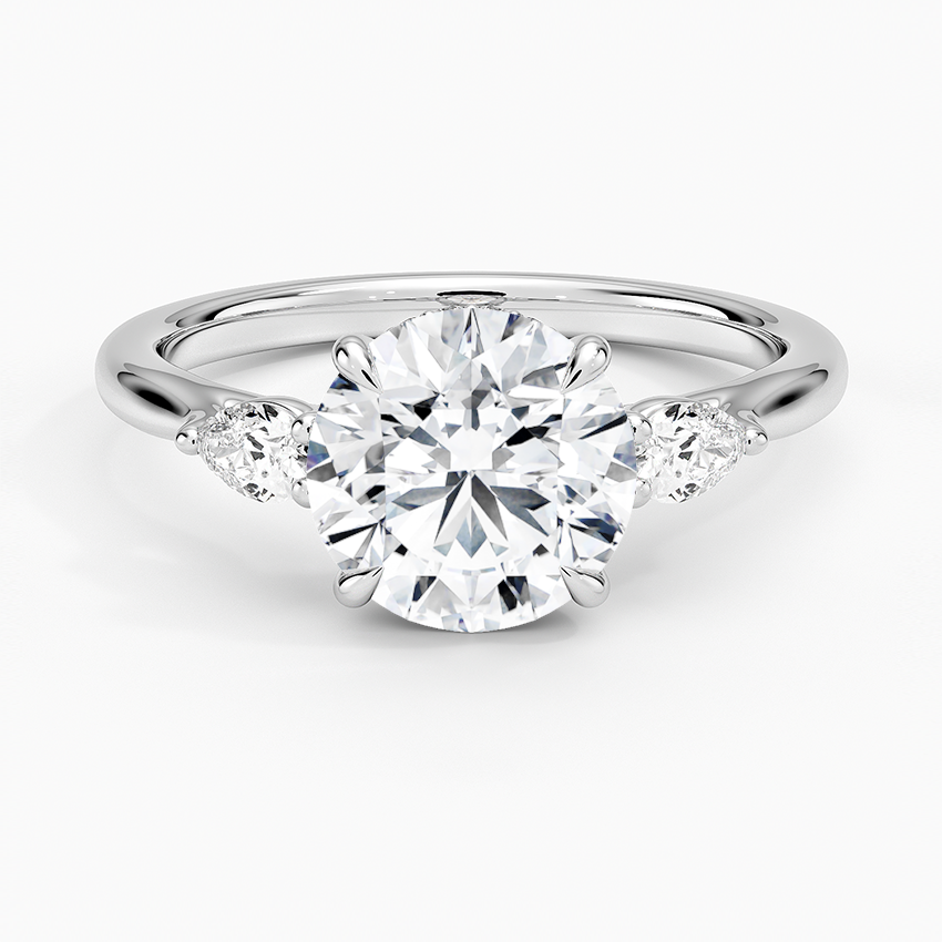 Floating Three Stone Pear Diamond Engagement Ring