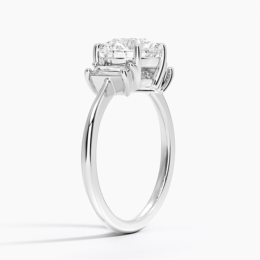 Vertical Baguette Three Stone Diamond Engagement Ring