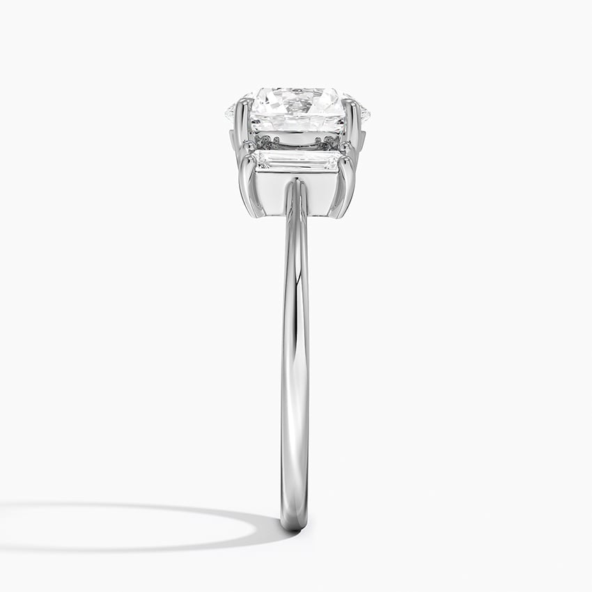 Vertical Baguette Three Stone Diamond Engagement Ring