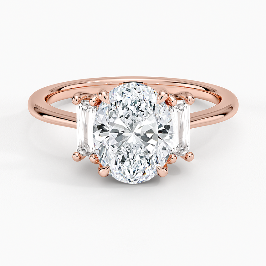 Vertical Baguette Three Stone Diamond Engagement Ring