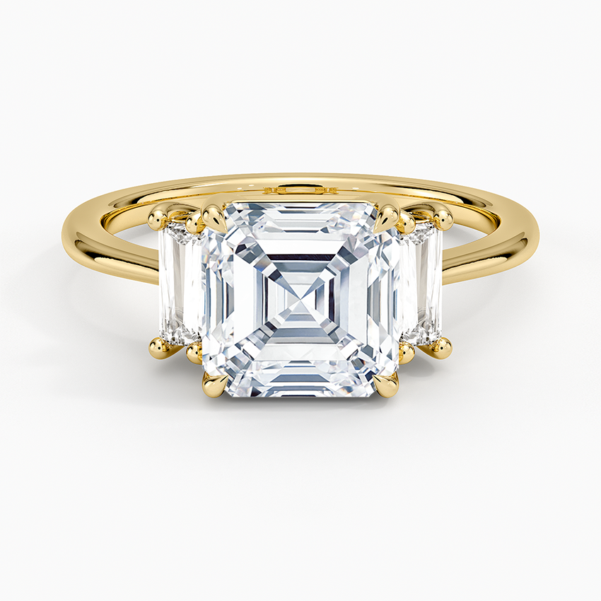 Vertical Baguette Three Stone Diamond Engagement Ring