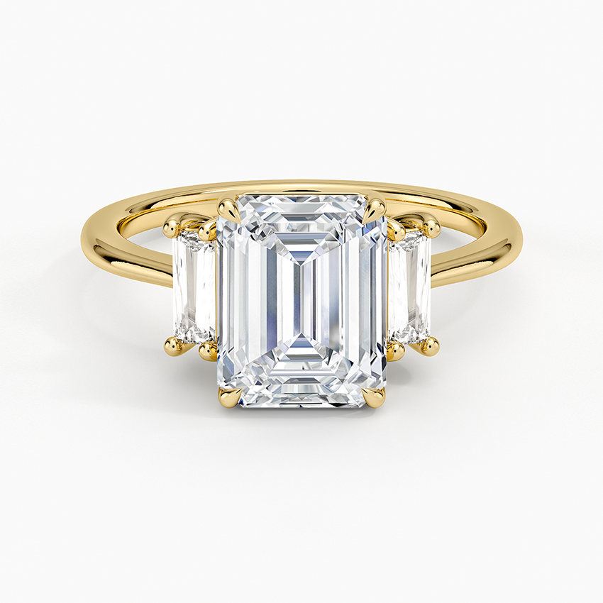 Vertical Baguette Three Stone Diamond Engagement Ring