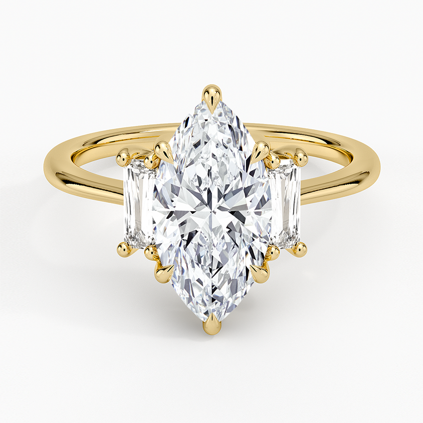 Vertical Baguette Three Stone Diamond Engagement Ring