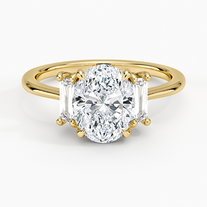 Vertical Baguette Three Stone Diamond Engagement Ring