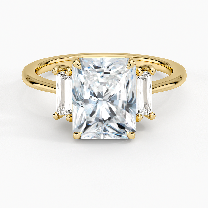 Vertical Baguette Three Stone Diamond Engagement Ring