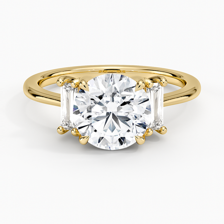 Vertical Baguette Three Stone Diamond Engagement Ring