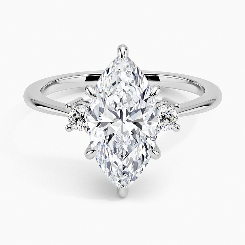 Petite Selene Three Stone Diamond Engagement Ring