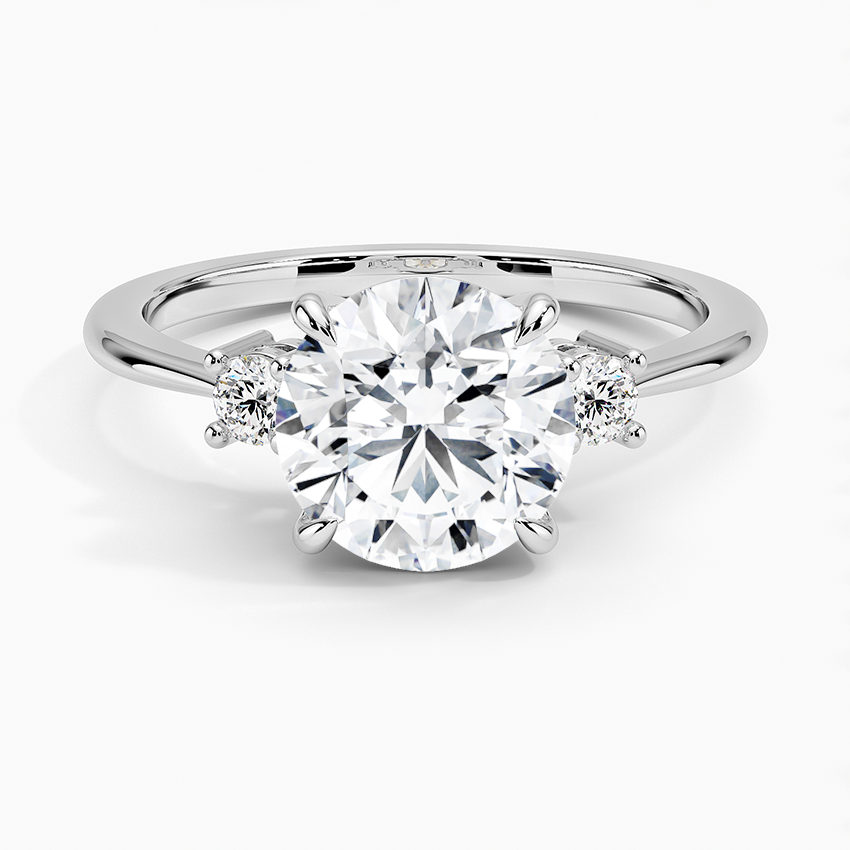 Petite Selene Three Stone Diamond Engagement Ring