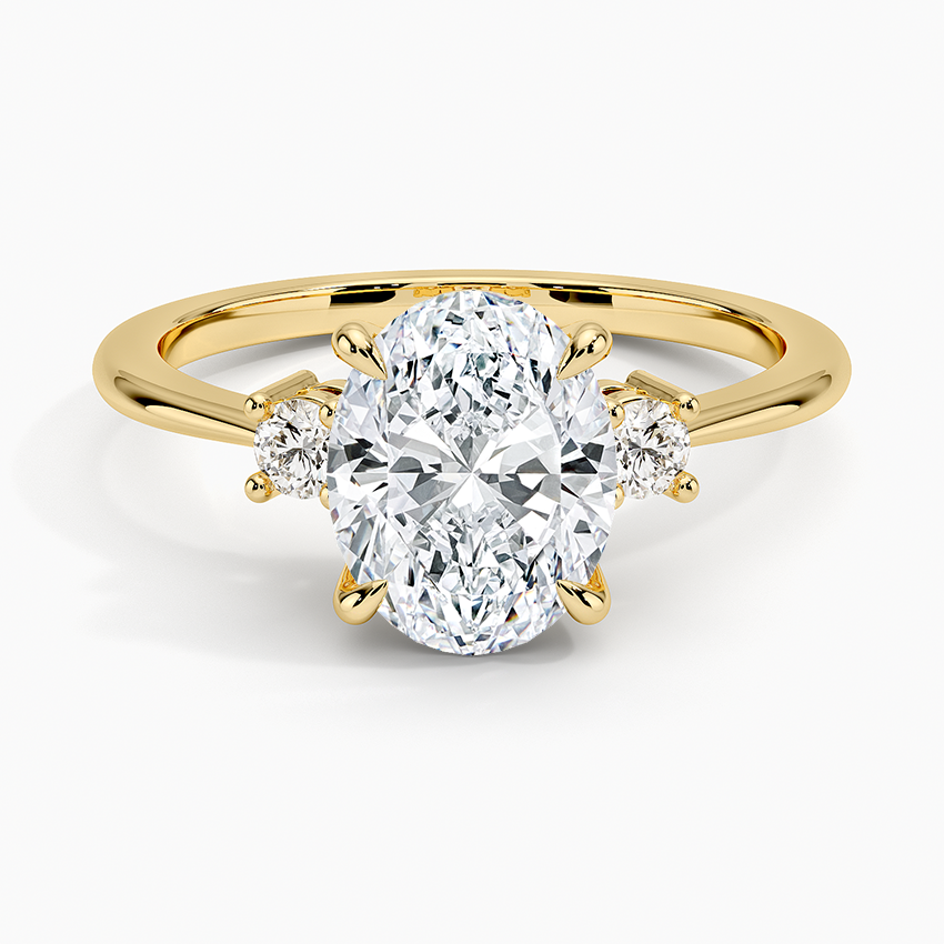 Petite Selene Three Stone Diamond Engagement Ring