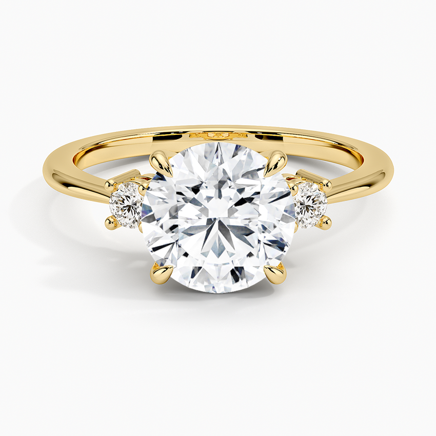 Petite Selene Three Stone Diamond Engagement Ring