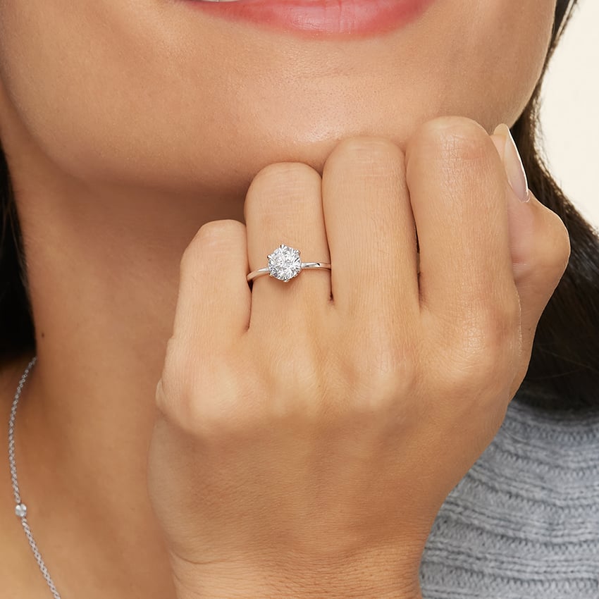 Secret Halo Six-Prong Diamond Engagement Ring