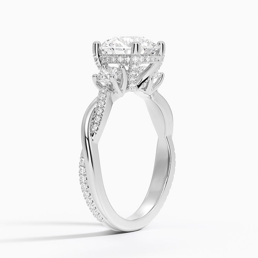 Adorned Petite Twisted Vine Three Stone Diamond Engagement Ring