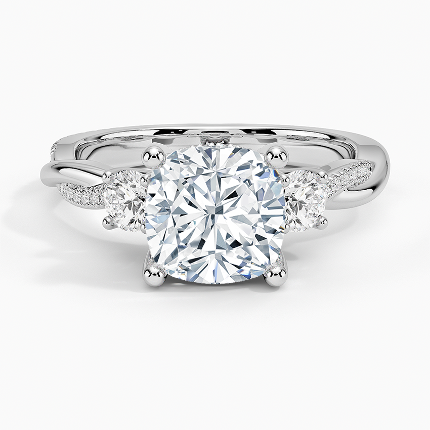 Adorned Petite Twisted Vine Three Stone Diamond Engagement Ring