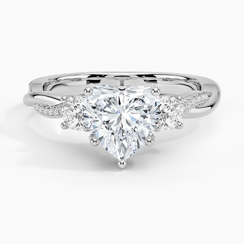 Adorned Petite Twisted Vine Three Stone Diamond Engagement Ring