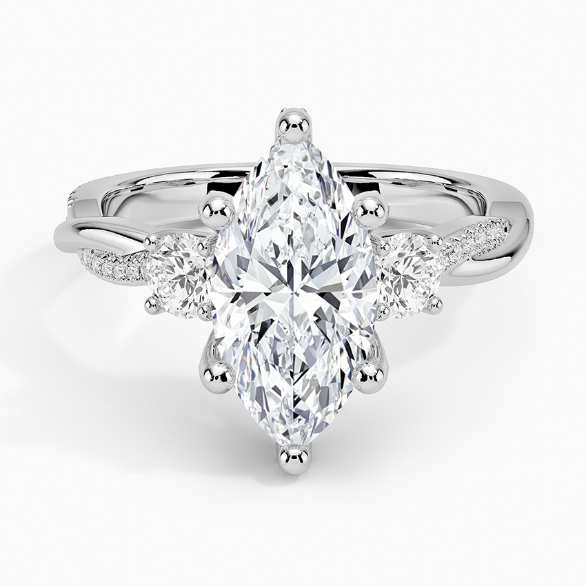 Adorned Petite Twisted Vine Three Stone Diamond Engagement Ring