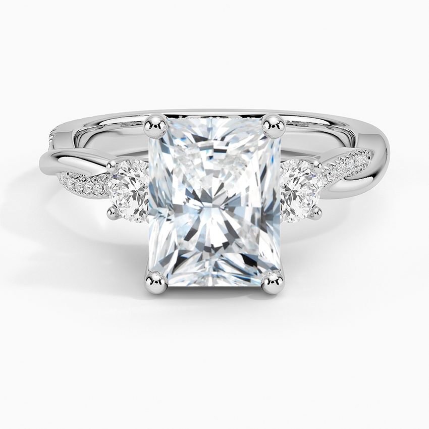 Adorned Petite Twisted Vine Three Stone Diamond Engagement Ring