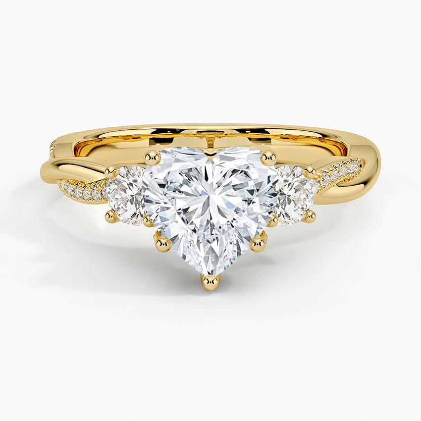 Adorned Petite Twisted Vine Three Stone Diamond Engagement Ring