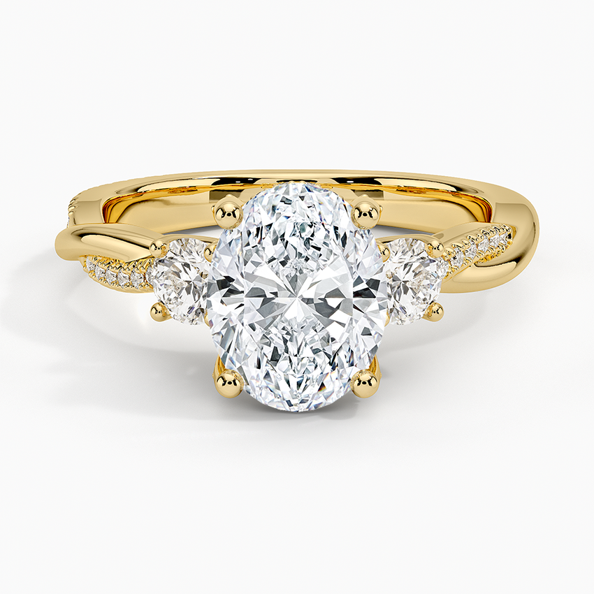 Adorned Petite Twisted Vine Three Stone Diamond Engagement Ring