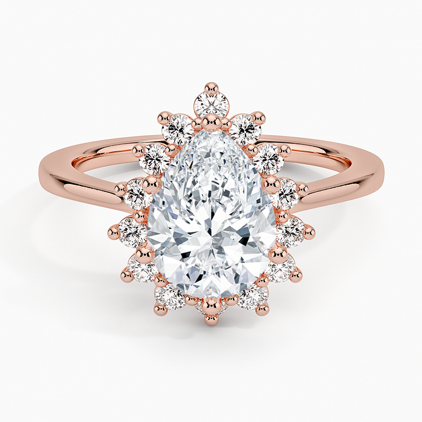 Sunburst Halo Diamond Engagement Ring