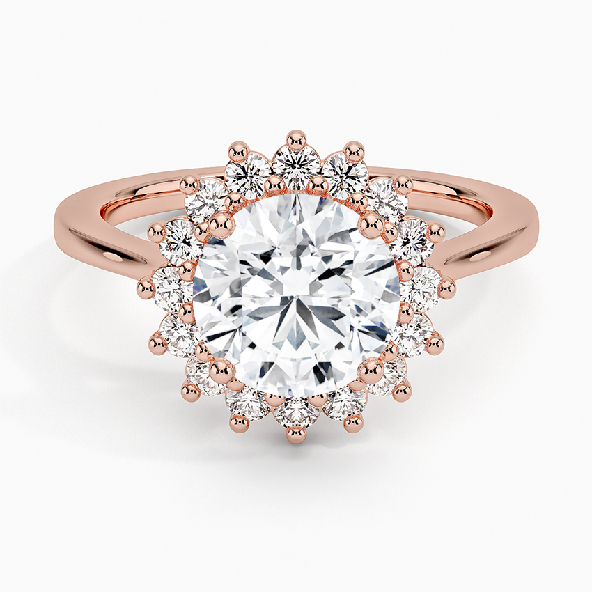 Sunburst Halo Diamond Engagement Ring