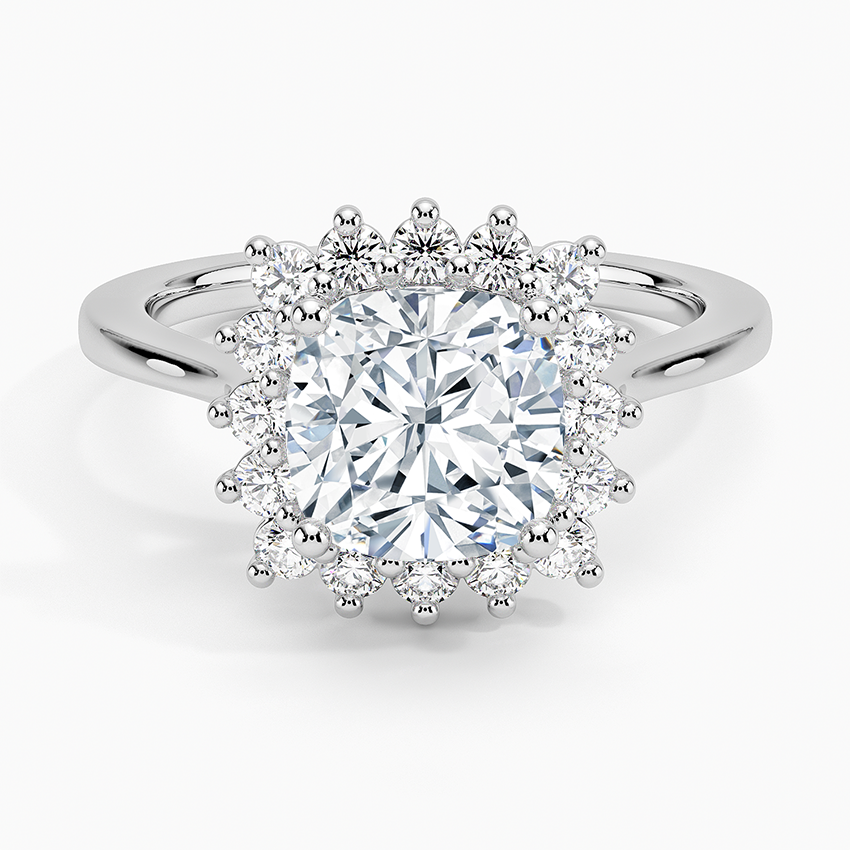 Sunburst Halo Diamond Engagement Ring