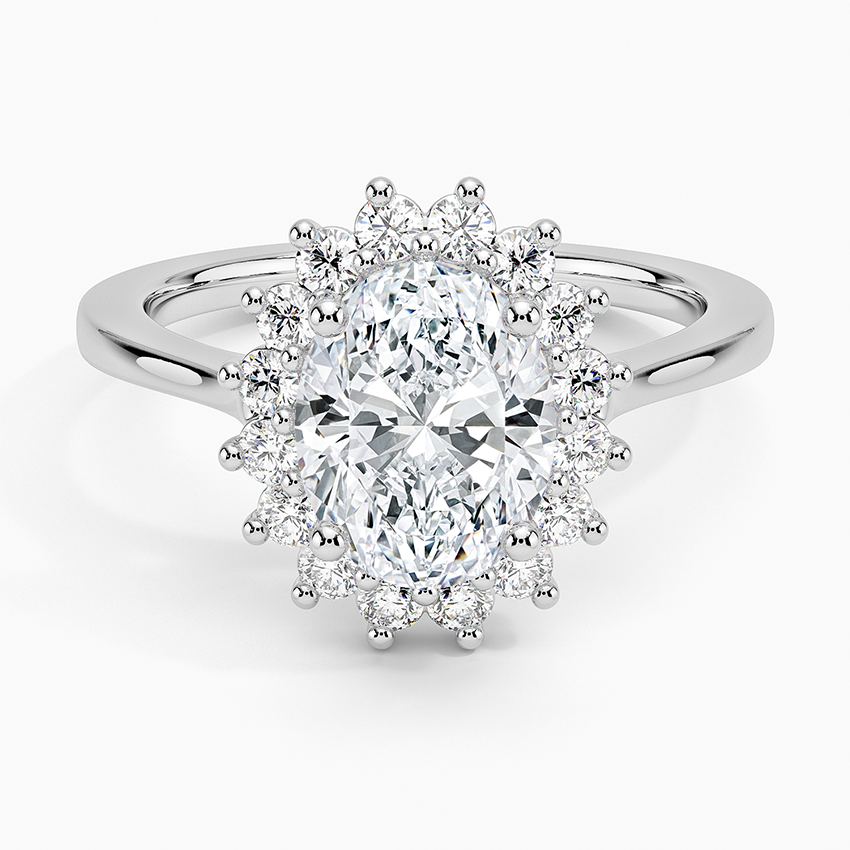 Sunburst Halo Diamond Engagement Ring