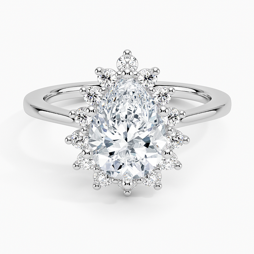 Sunburst Halo Diamond Engagement Ring