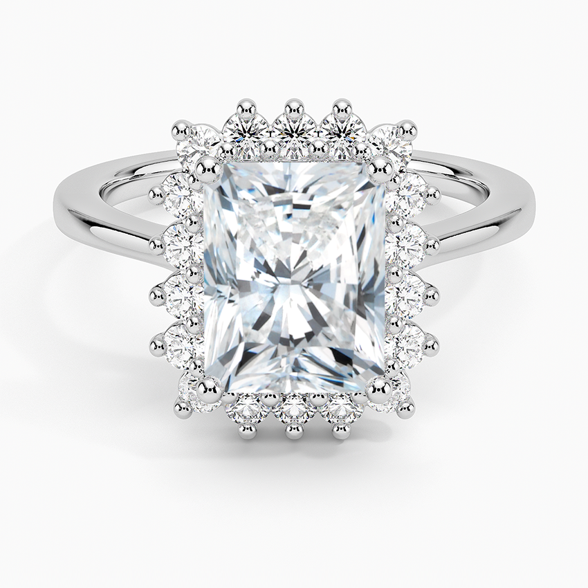 Sunburst Halo Diamond Engagement Ring