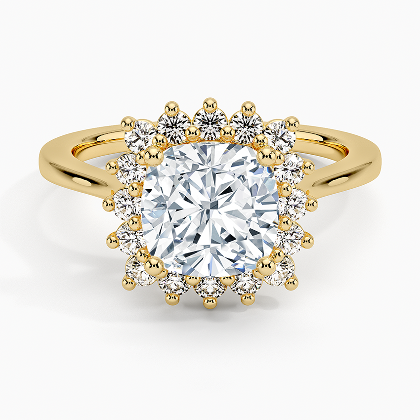 Sunburst Halo Diamond Engagement Ring