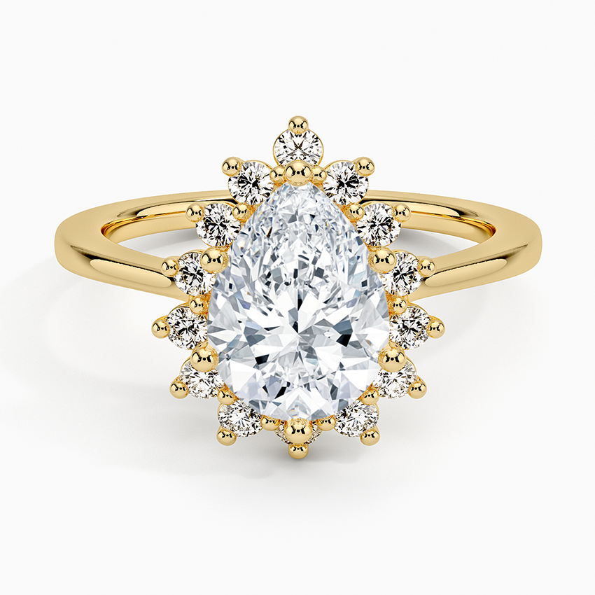 Sunburst Halo Diamond Engagement Ring