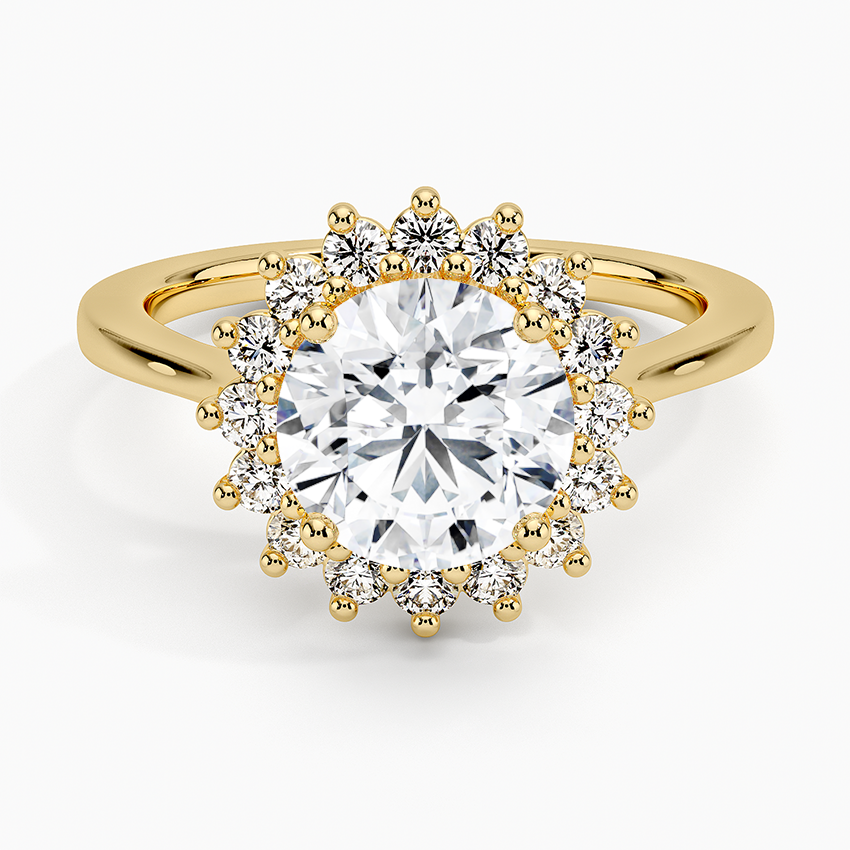 Sunburst Halo Diamond Engagement Ring