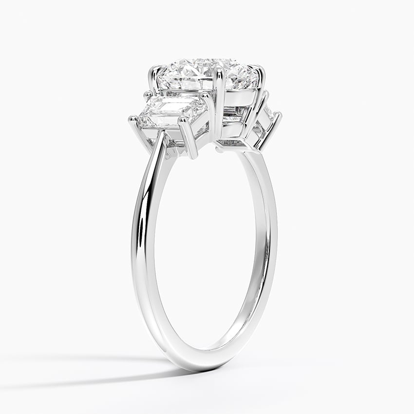 Luxe Embrace Three Stone Trapezoid Diamond Engagement Ring