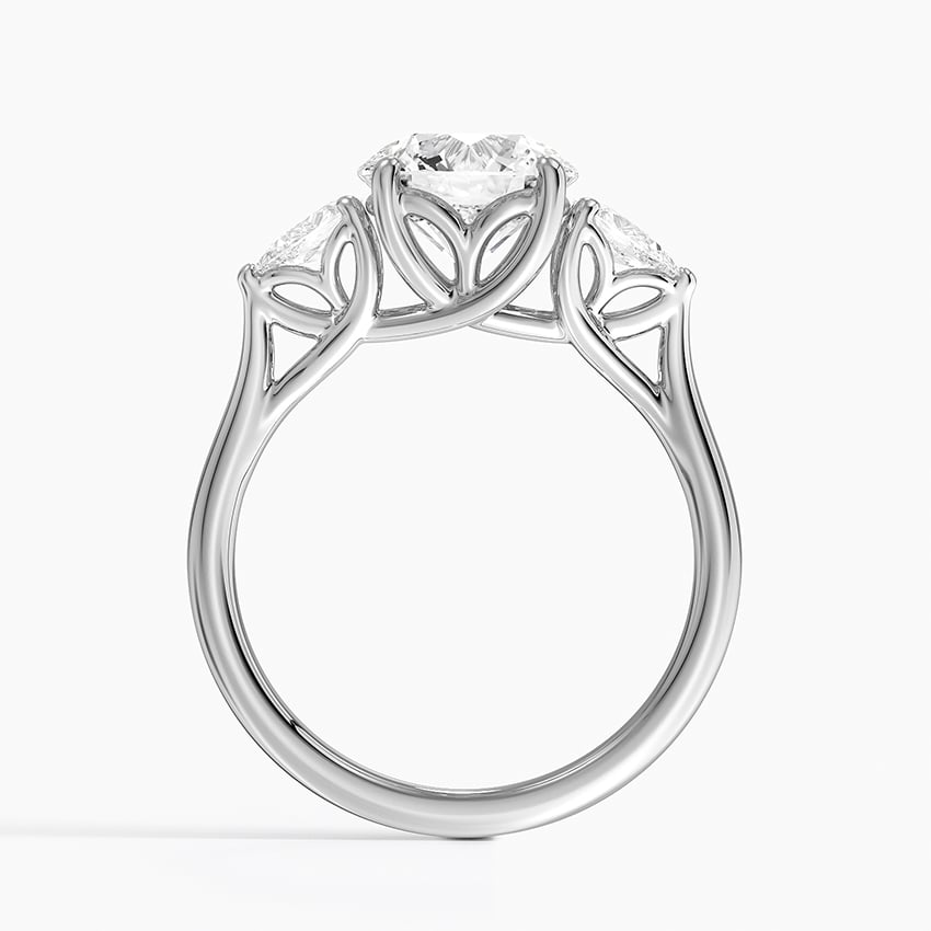 Trellis Three Stone Pear Diamond Engagement Ring