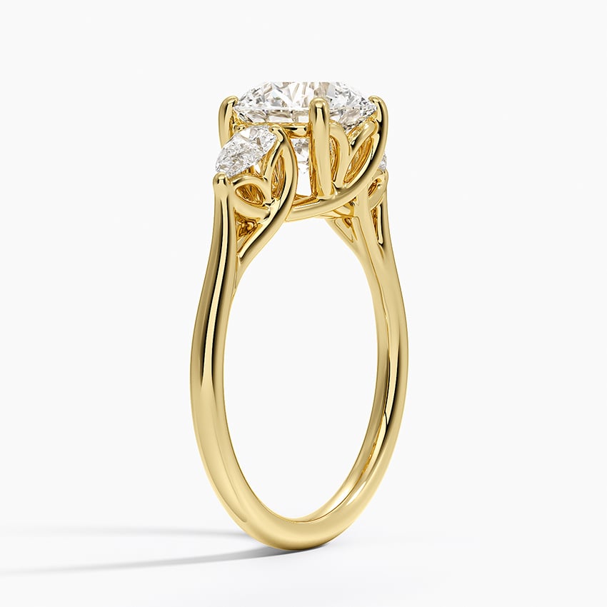 Trellis Three Stone Pear Diamond Engagement Ring