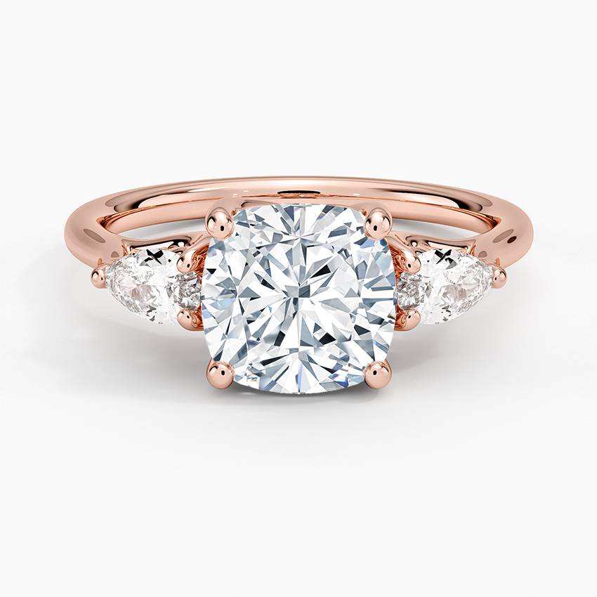 Trellis Three Stone Pear Diamond Engagement Ring