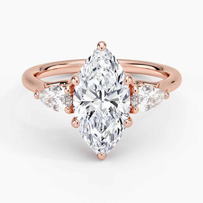 Trellis Three Stone Pear Diamond Engagement Ring