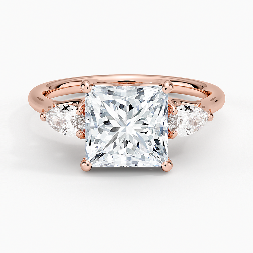 Trellis Three Stone Pear Diamond Engagement Ring