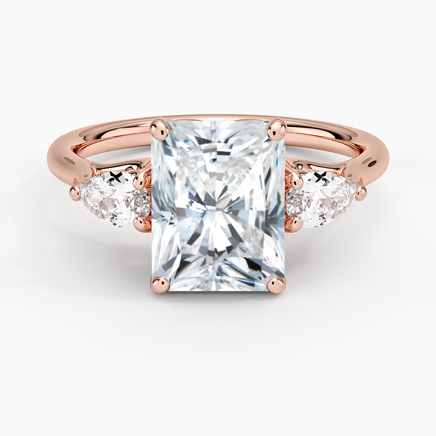 Trellis Three Stone Pear Diamond Engagement Ring