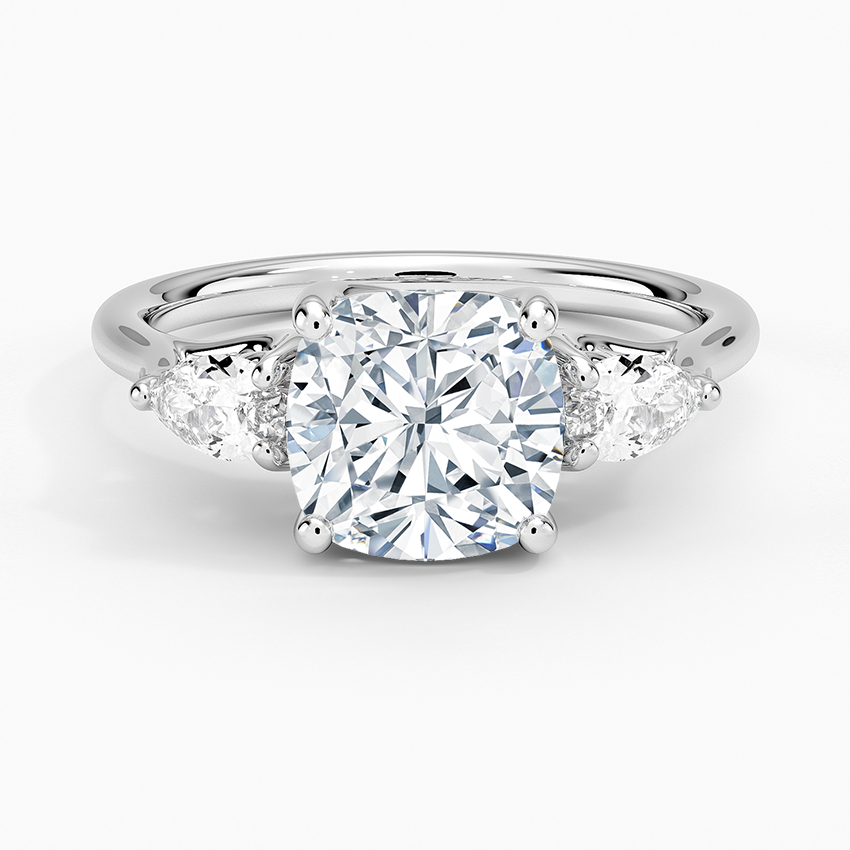 Trellis Three Stone Pear Diamond Engagement Ring