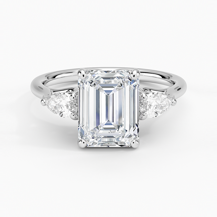 Trellis Three Stone Pear Diamond Engagement Ring