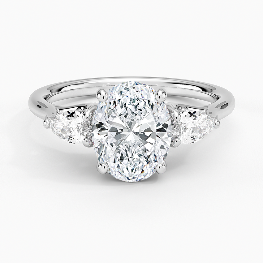 Trellis Three Stone Pear Diamond Engagement Ring