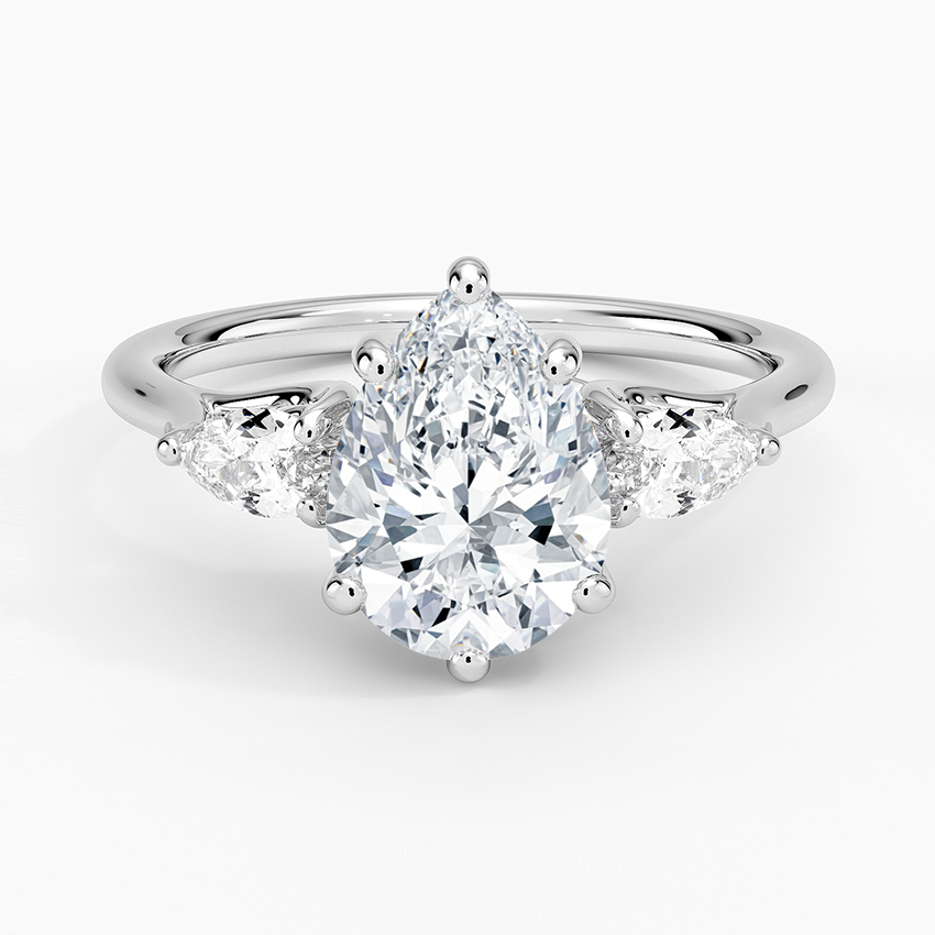 Trellis Three Stone Pear Diamond Engagement Ring