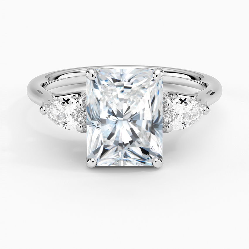 Trellis Three Stone Pear Diamond Engagement Ring