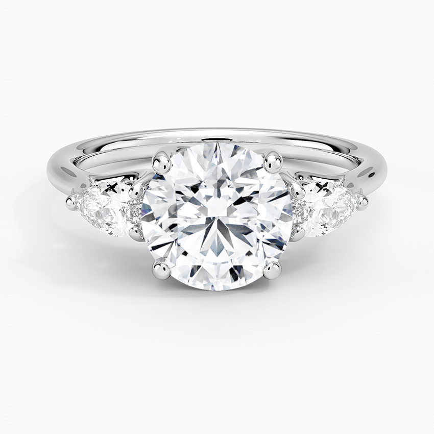 Trellis Three Stone Pear Diamond Engagement Ring