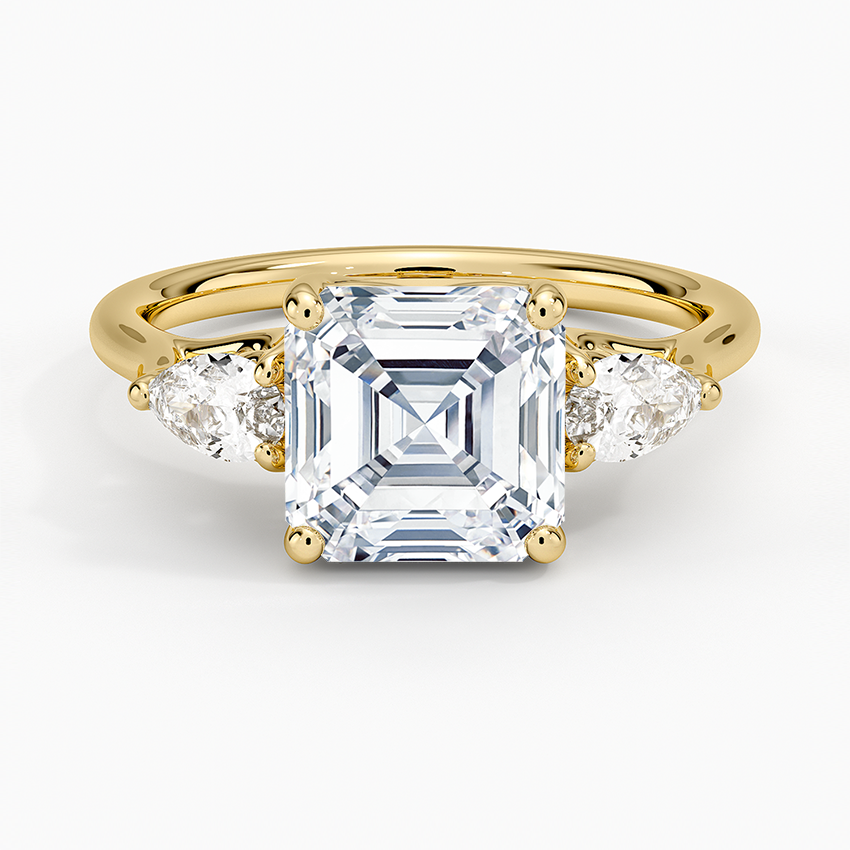 Trellis Three Stone Pear Diamond Engagement Ring