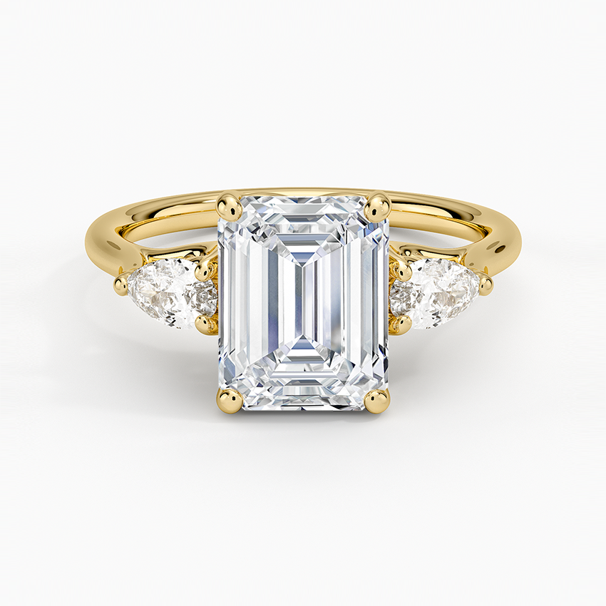 Trellis Three Stone Pear Diamond Engagement Ring