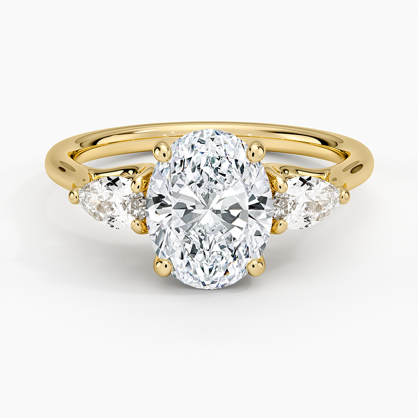 Trellis Three Stone Pear Diamond Engagement Ring