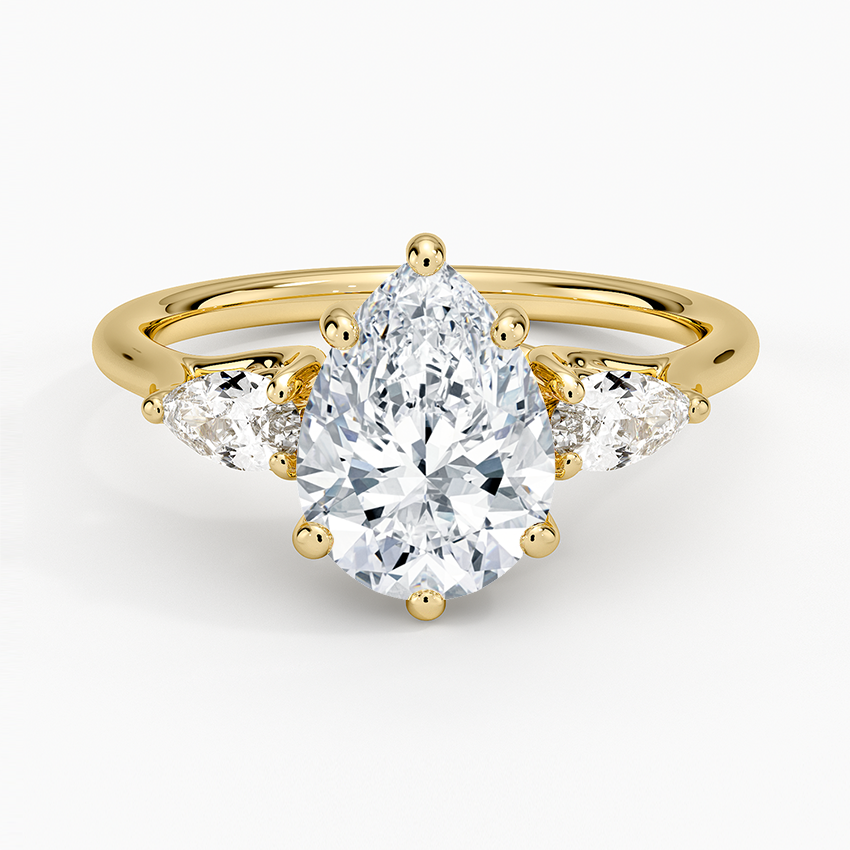 Trellis Three Stone Pear Diamond Engagement Ring